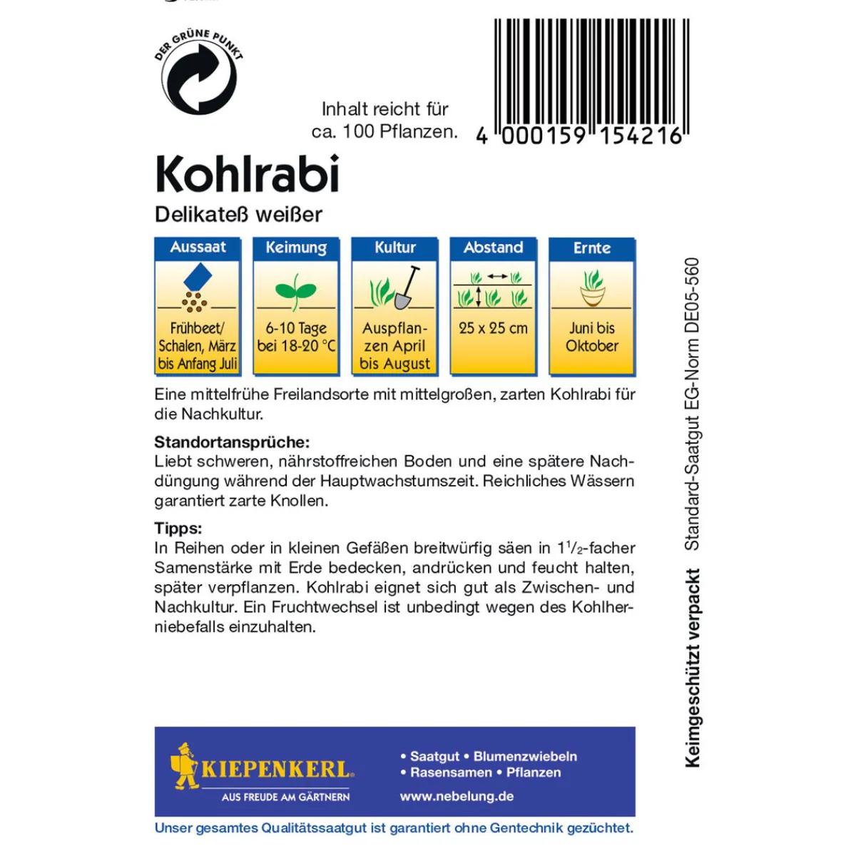 Hot Kiepenkerl Kohlrabi Delikateß weiß