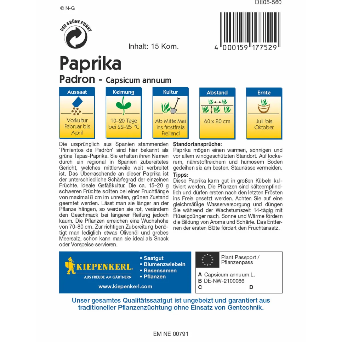 Sale Kiepenkerl Paprika Padron