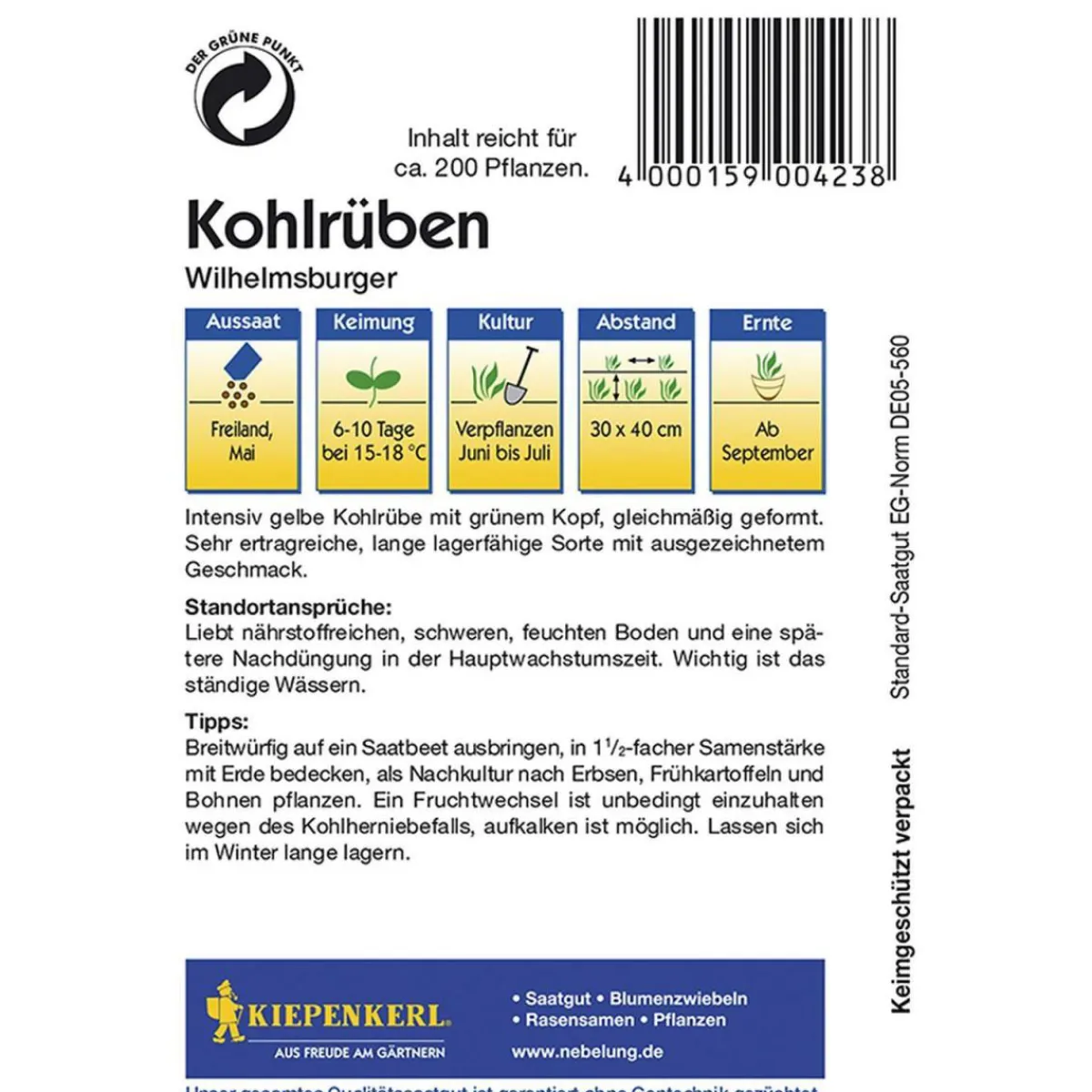 Best Kiepenkerl Steckrübe Wilhelmsburger