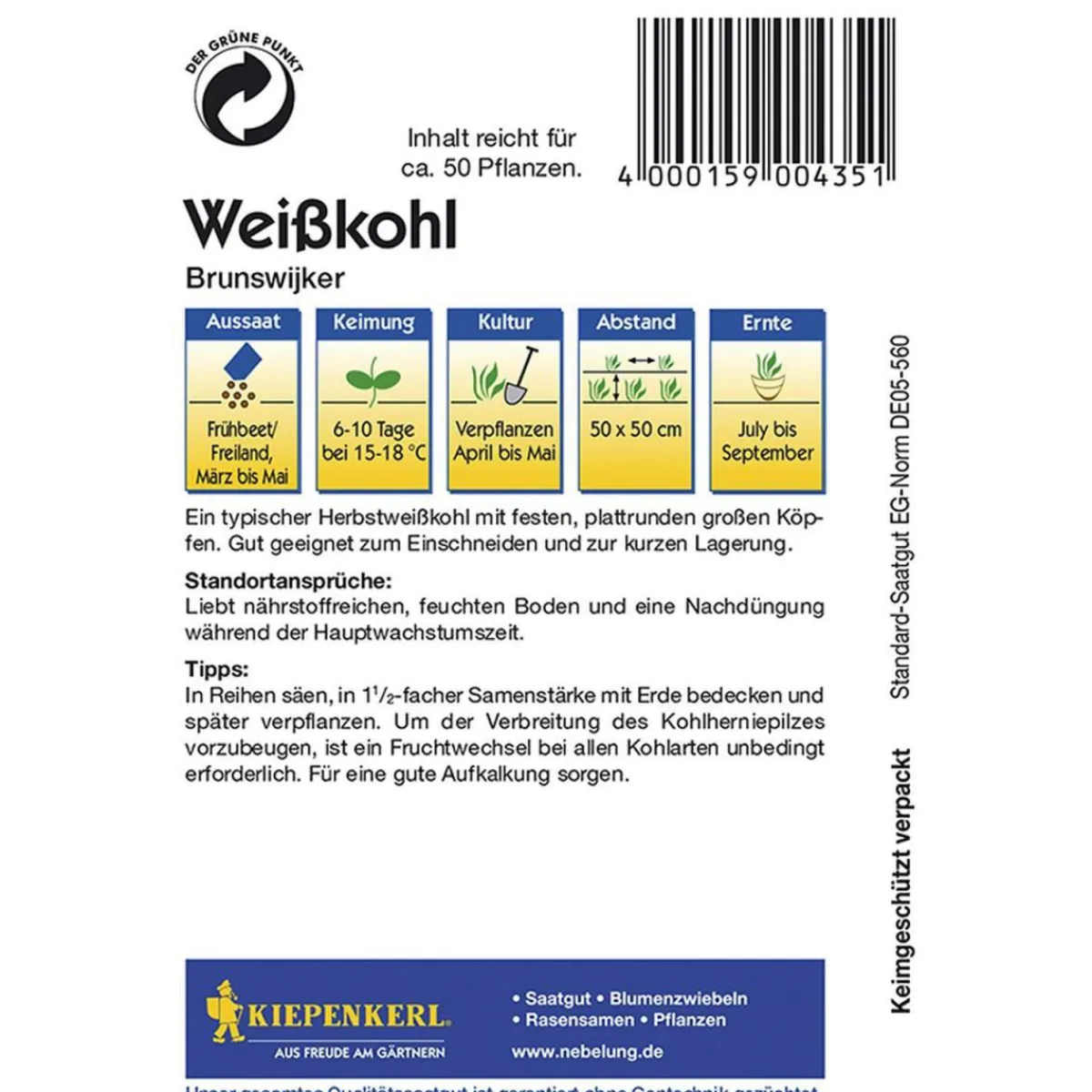 Online Kiepenkerl Weißkohl Brunswijker