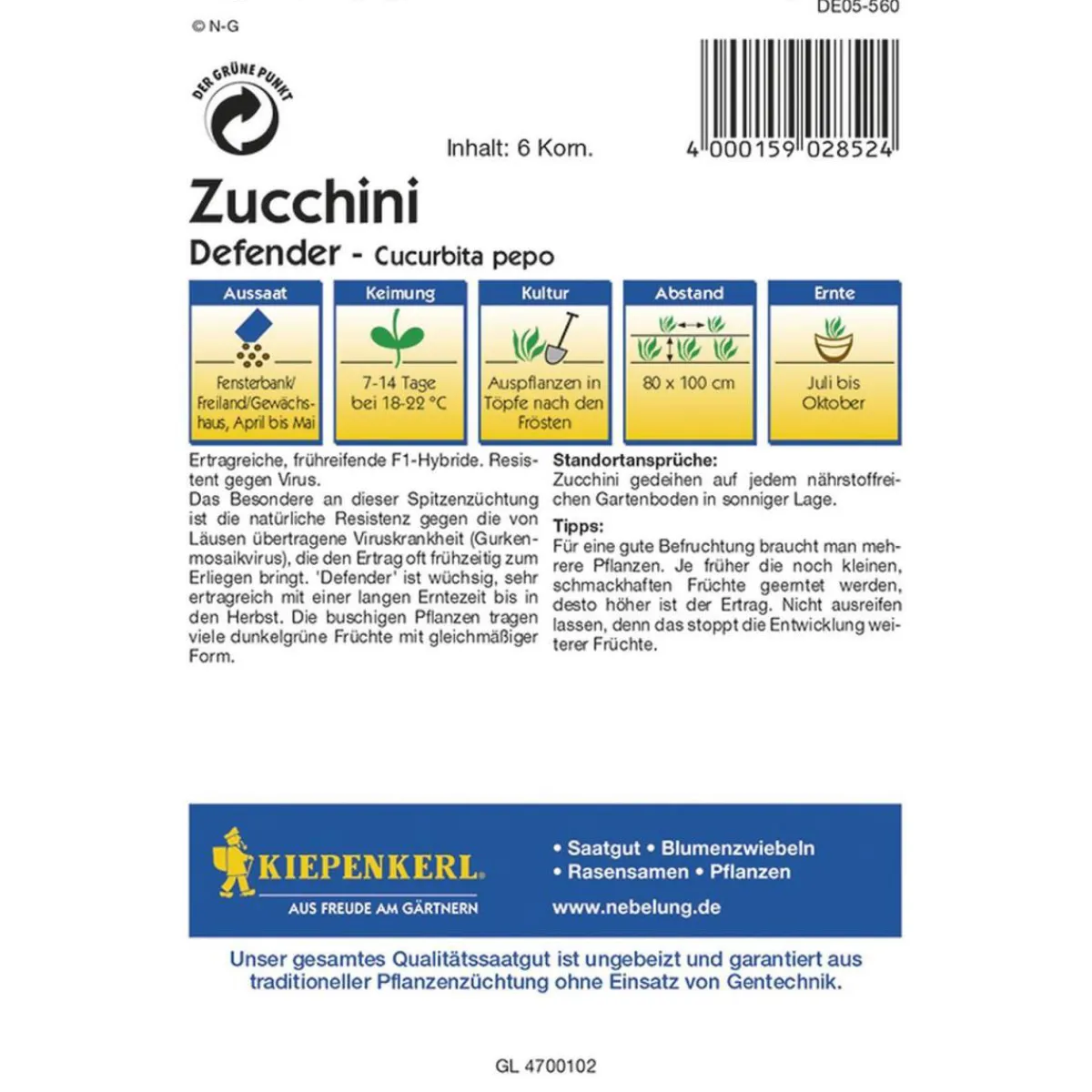 Kiepenkerl Zucchini Defender F1 Profi-Line