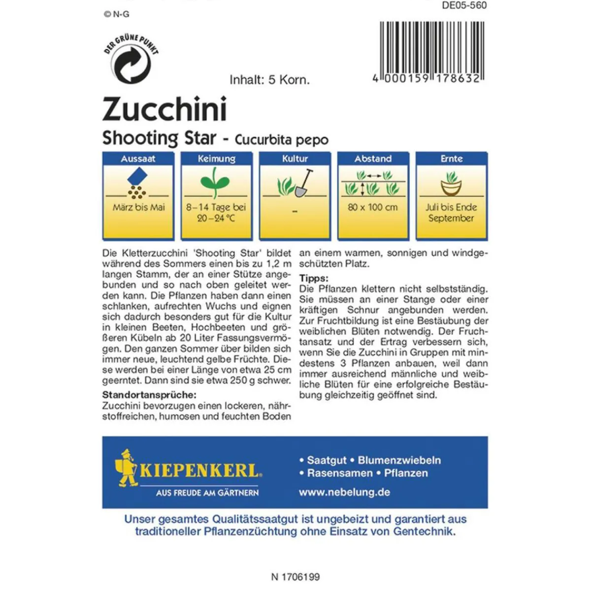 New Kiepenkerl Zucchini Shooting Star