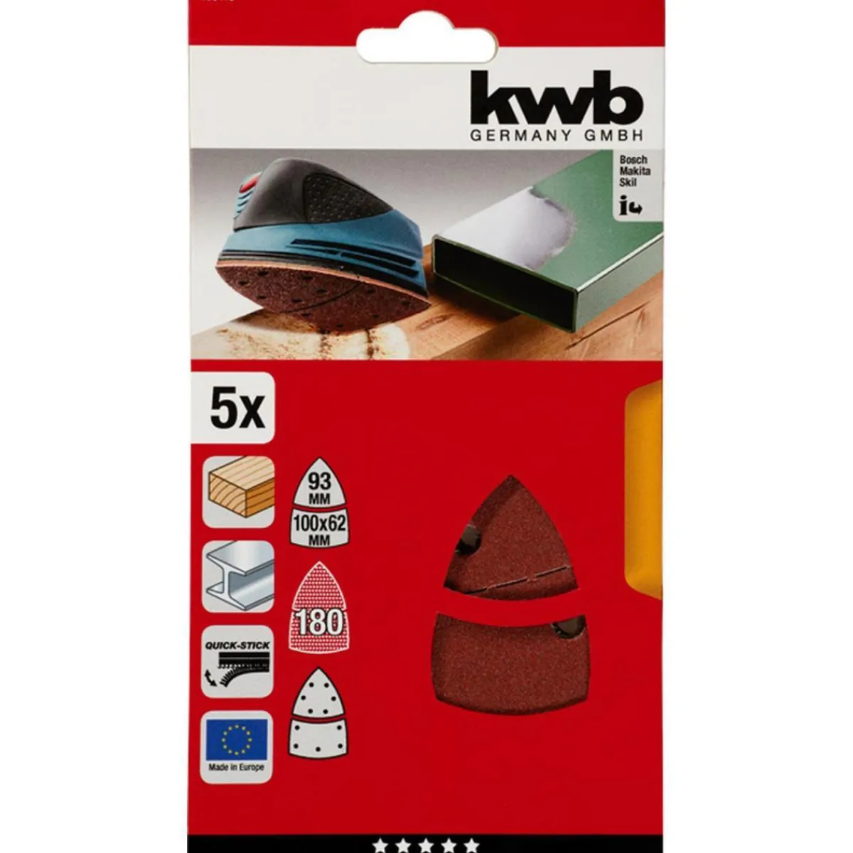 Sale kwb Schleifdreiecke Quick Stick Holz und Metall K180