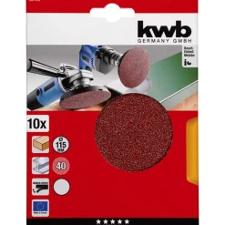 Discount kwb Schleifscheiben Quick-Stick Holz und Metall Durchmesser 115 mm K40