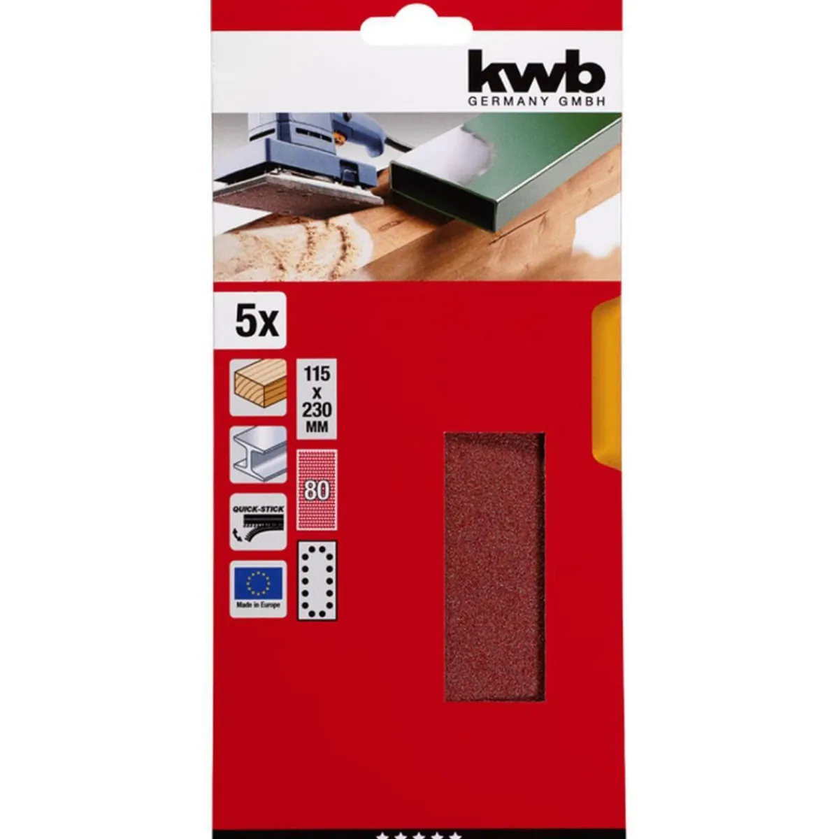 Hot kwb Schleifstreifen Quick-Stick Holz und Metall 115 x 230 mm K80