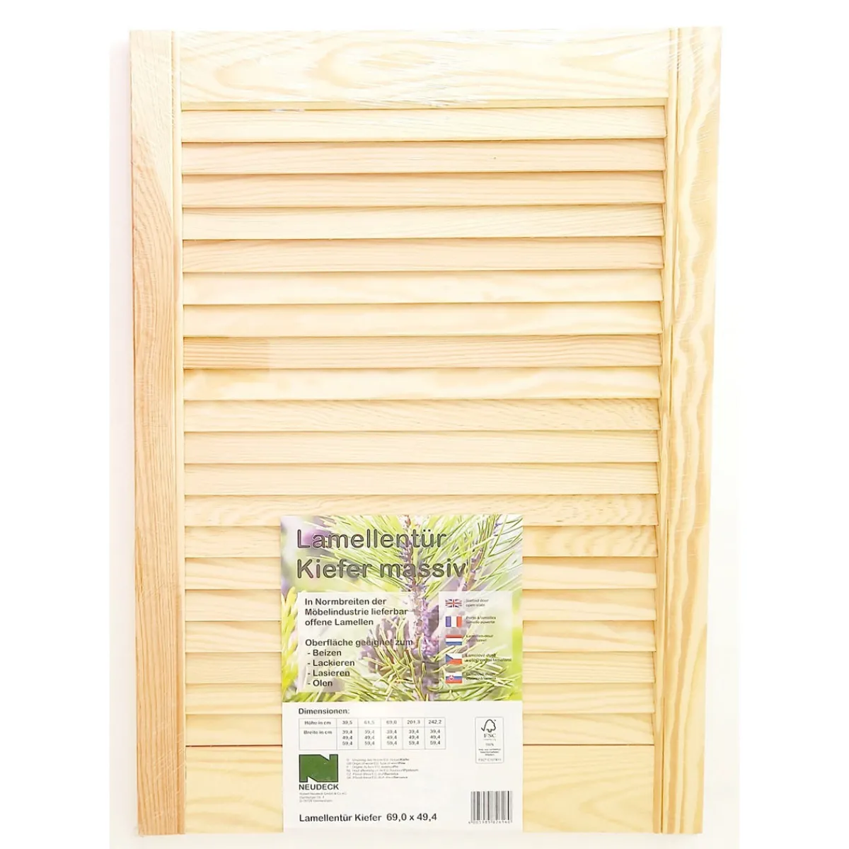 Outlet Lamellentür 69,0 x 49,4 x 2 cm Kiefer massiv