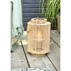 New Laterne Bambus mit Jutehenkel 27 x 42 cm