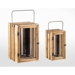Sale Laterne Kartoffelkistenlook Holz 29 x 45 cm