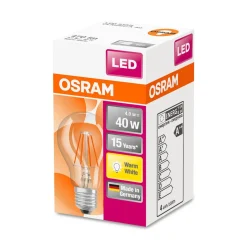 Sale Osram LED Gluehlampe E27 470lm 2.700K40W Ersatz warmweiss Filament klar