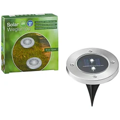 Clearance LED-Solar-Wegeleuchte inkl Erdspieß 12 cm silber