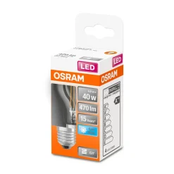 Discount Osram LED Tropfen E27 470lm 4.000K 40 WErsatz kaltweiss Filament klar