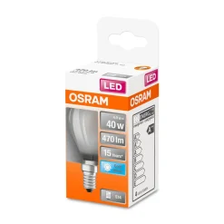 Outlet Osram LED Tropfen E14 470lm 4.000K 40 WErsatz kaltweiss Filament matt