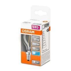 Hot Osram LED Tropfen E14 250lm 4.000K 25 WErsatz kaltweiss Filament klar