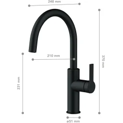 Clearance LENZ Spültischarmatur Anela Easy-Clean-Mischdüsesystem Schwarz Matt