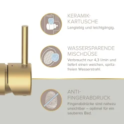 Hot LENZ Waschtischarmatur Moana Easy-Clean Gold
