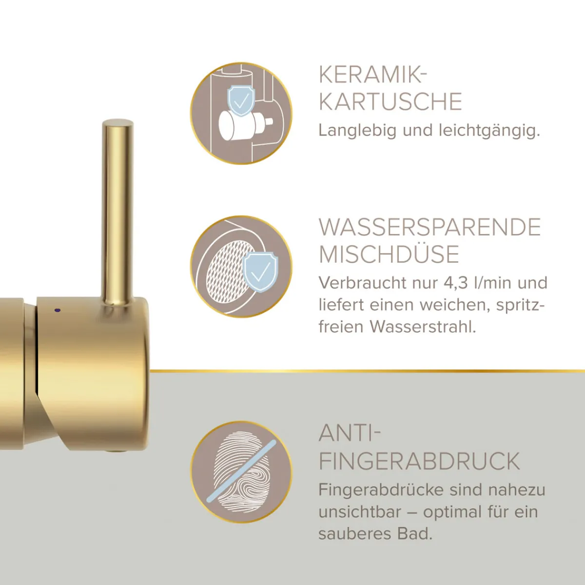 Hot LENZ Waschtischarmatur Moana Easy-Clean Gold