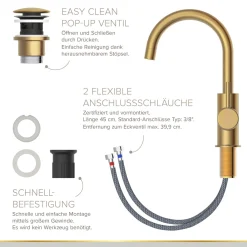 Hot LENZ Waschtischarmatur Moana Easy-Clean Gold
