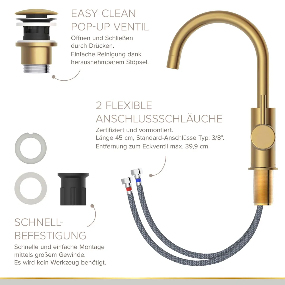 Hot LENZ Waschtischarmatur Moana Easy-Clean Gold