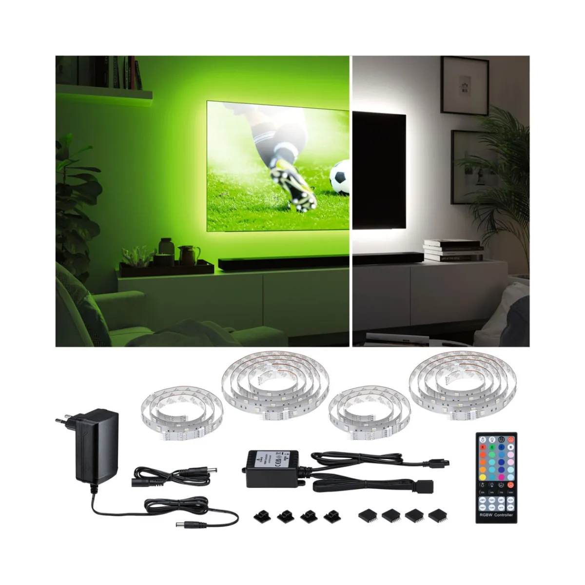 Discount Paulmann MaxLED 250 Comfort Sets TV 65 RGBW 3000K22W 230/24V Silber Kst