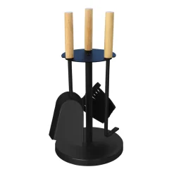 Online MyFireTool Kaminofenbesteck 3tlg., Farbe: Schwarz, Pulverbeschichtet, Holzgriffe