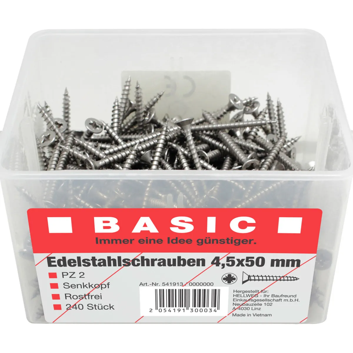 Hot MyTool Edelstahlschraube 4,5 x 50 mm 240 Stück im Eimer