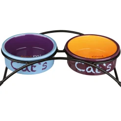 Sale Trixie Napf-Set Eat on Feet, Keramik2x0,3 l/Dm. 12cm, hellblau/orange/lila