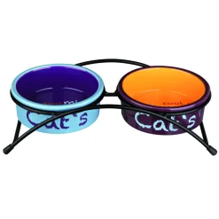 Sale Trixie Napf-Set Eat on Feet, Keramik2x0,3 l/Dm. 12cm, hellblau/orange/lila