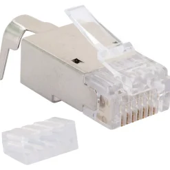 Schwaiger Netzwerkstecker 8-8- 4 Stueck CAT 6a/CAT7 silber/grau