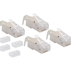 Schwaiger Netzwerkstecker 8-8- 4 Stueck CAT 6a/CAT7 silber/grau