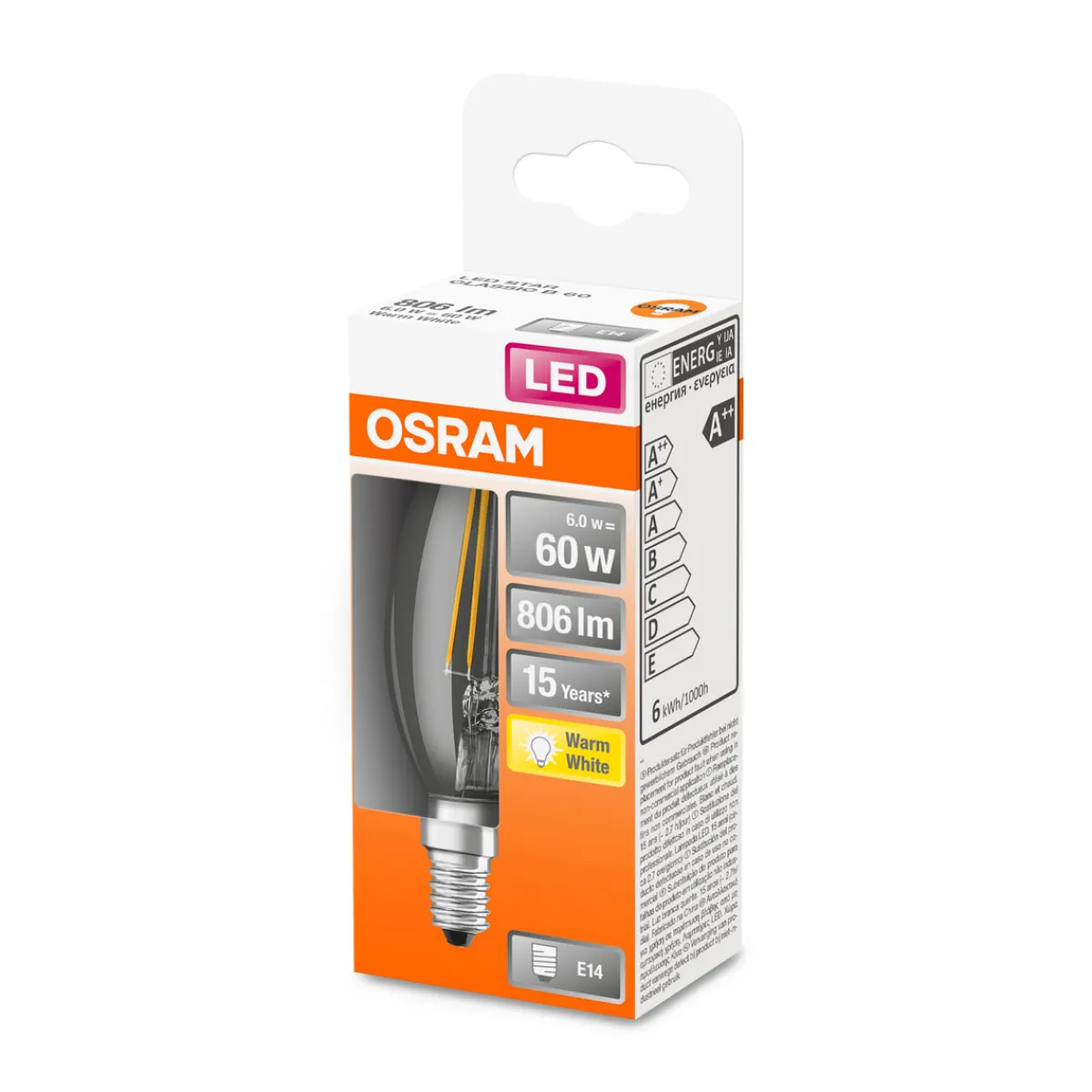 New Osram LED-Leuchtmittel E14 warmweiß 60W