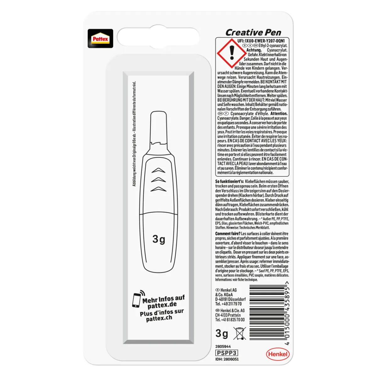 Outlet Pattex Sekundenkleber Creative Pen 3 g