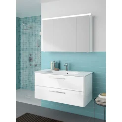 Outlet Pelipal Mineralmarmor-Waschtisch Trentino weiß 107 x 1,5 x 20 cm