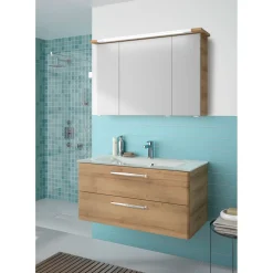 Discount Pelipal Spiegelschrank Trentino Eiche inkl LED-Aufbauleuchte