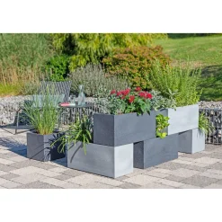 New Scheurich Pflanzgefaess C-Cube Stony black 80/240Long