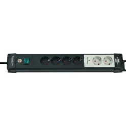 Brennenstuhl Premium-Line 6fach schwarz DE3m H05VV-F3G1,5 mit Schalter/2 permanent