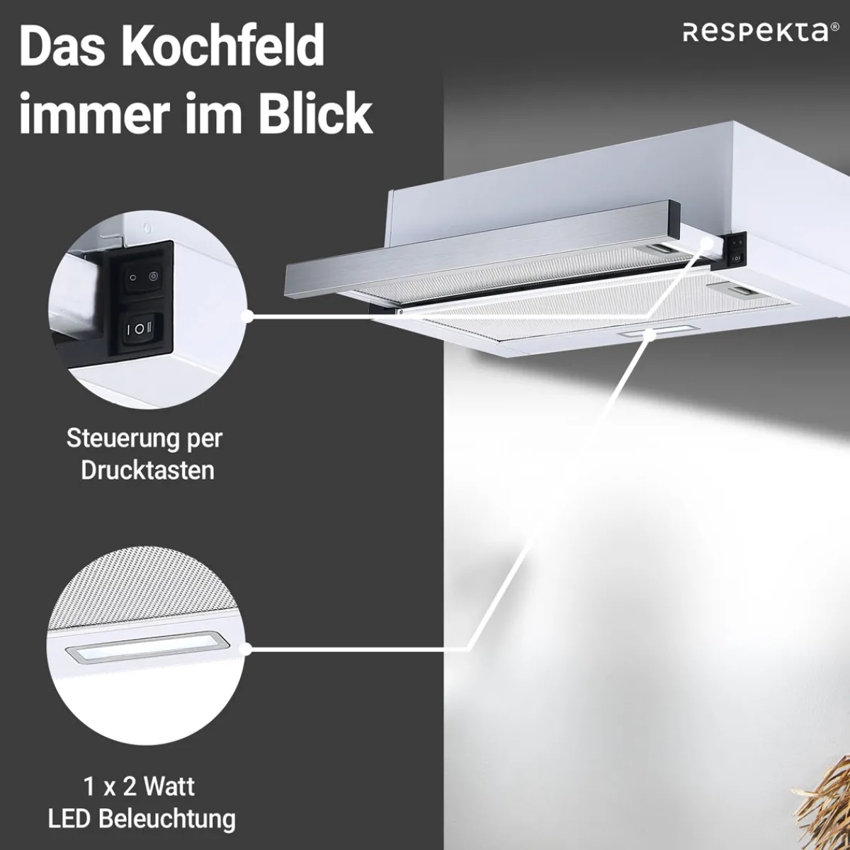 Hot Respekta Dunstabzugshaube CH4138IXCEdelstahl_weiß