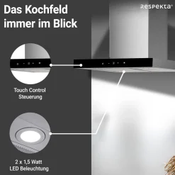 Outlet Respekta Haube Edelstahl 60cm EEK A++9 Leistungsstufen LED-Beleuchtung