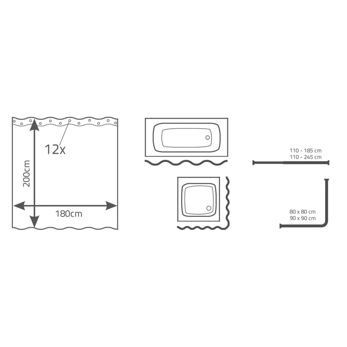 Discount Ridder Duschvorhang Pattern Folie 180 x 200 cm
