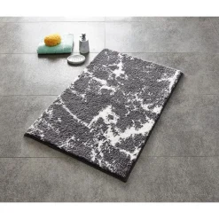 Discount Ridder Teppich Marmor 60 x 90 cm grau-weiß Polyester-Microfaser
