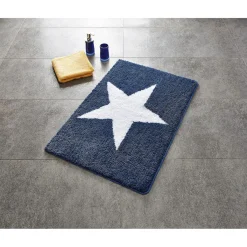 Discount Ridder Teppich Star 55 x 50 cm weiß-blau Polyester-Microfaser
