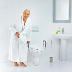 New Ridder WC-Erhöhung 10 cm mit Griffen und Deckel weiß