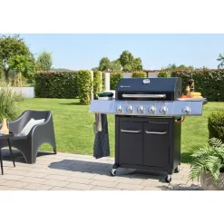 Best Rothmann Gasgrillwagen Daytona 5 Plusschwarz mit Edelstahlapplikationen