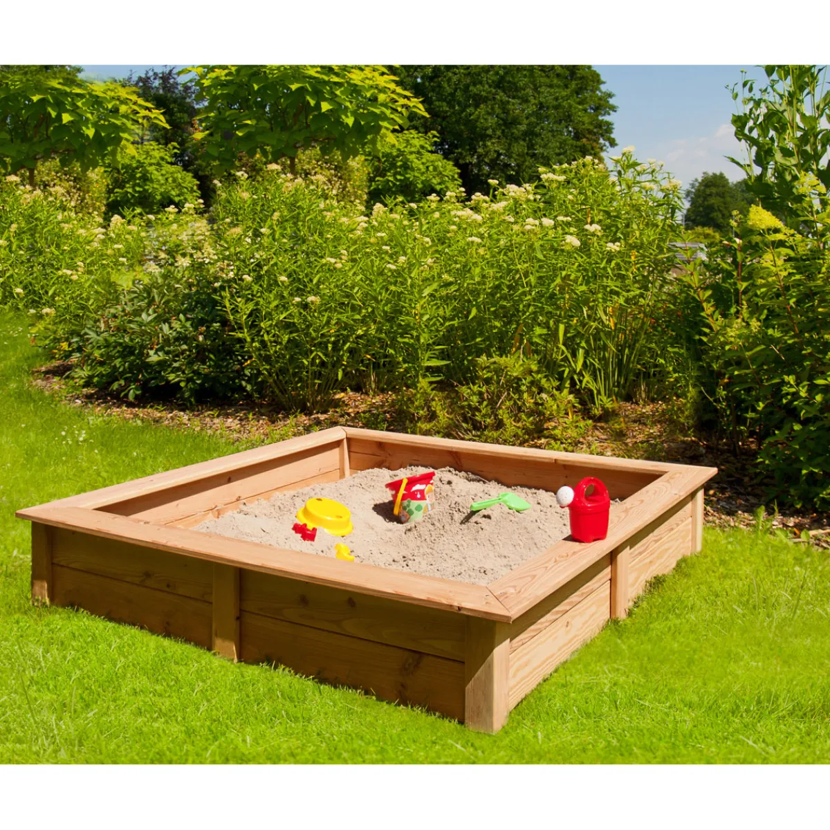 Discount Sandkasten 4-Eck Laerche unbehandelt150x150x26 cm