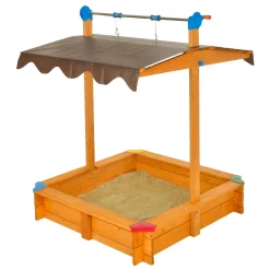Discount Gaspo Sandkasten Felix 100x100x120 cm impraegFichtenholz, UV-Schutz, absenkbares Dach