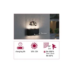 Discount Paulmann Solar Hausnummer Neda PIR AnthrazitIP44 3000K