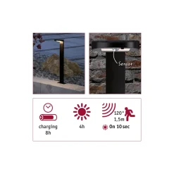 Outlet Paulmann Solar Pollerleuchte Ryse BWM AnthrazitIP44 3000K 100lm