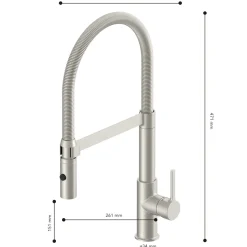 Best LENZ SP-Armatur ALUNA mit Geschirrbrause,schwenkbar, Keramikkar., Edelstahl-Optik