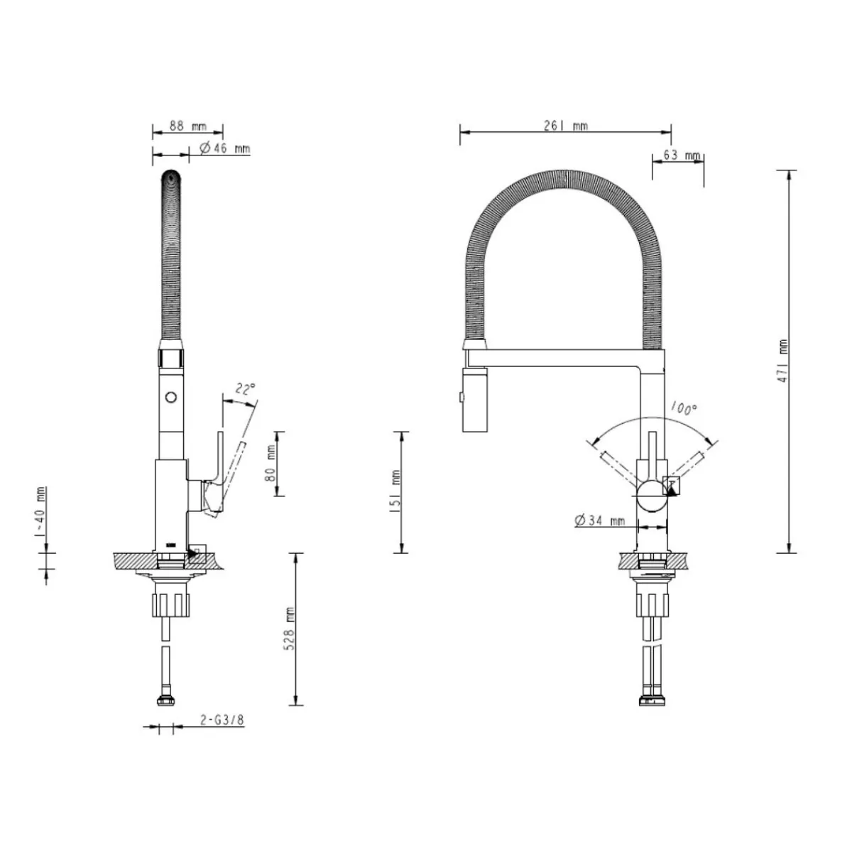 Best LENZ SP-Armatur ALUNA mit Geschirrbrause,schwenkbar, Keramikkar., Edelstahl-Optik