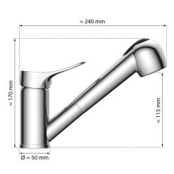 Eisl SP-Armatur Verona chrom mit Geschirr-Brause 2S Kartusche mit keram.Dichtungen