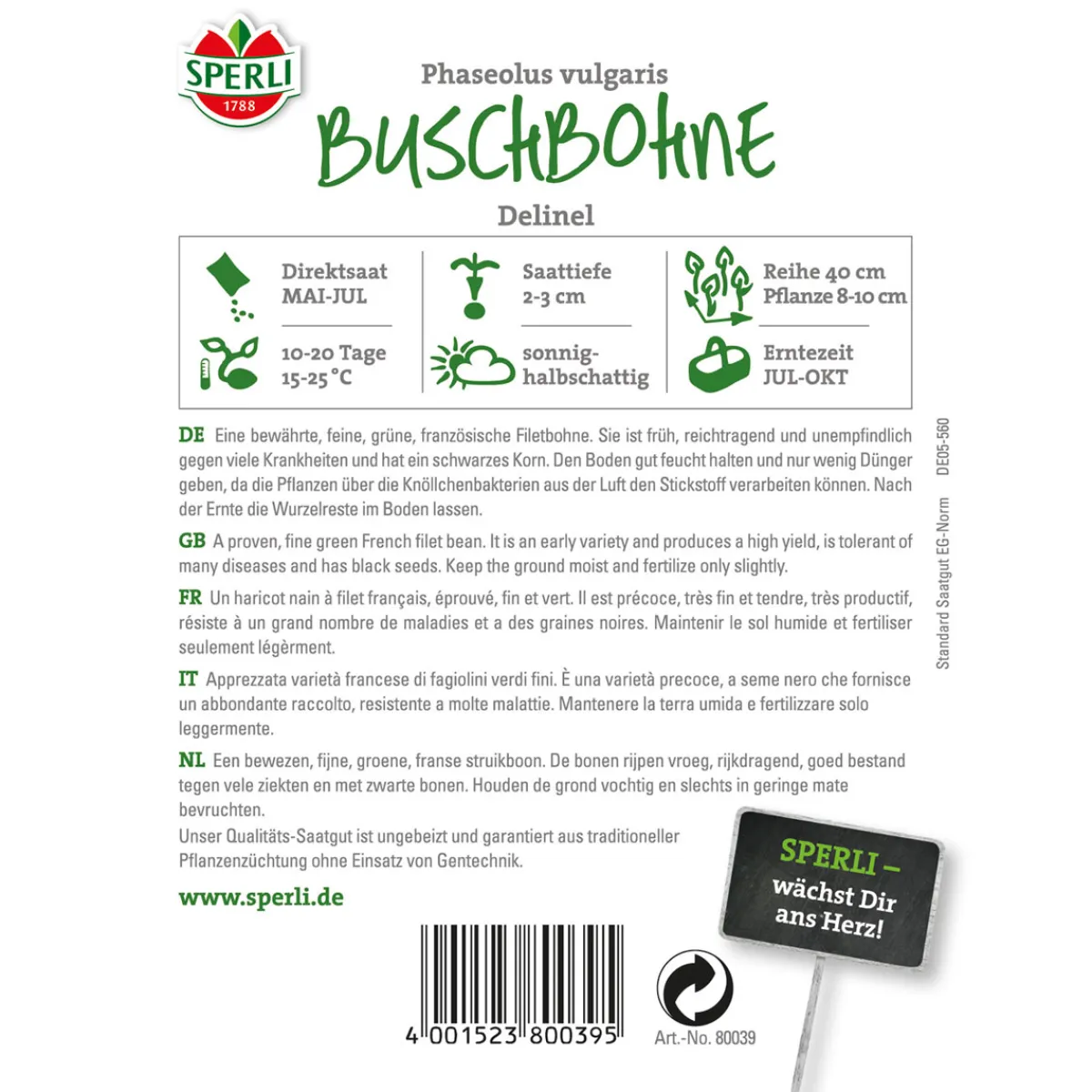 Sperli Buschbohnen Delinel